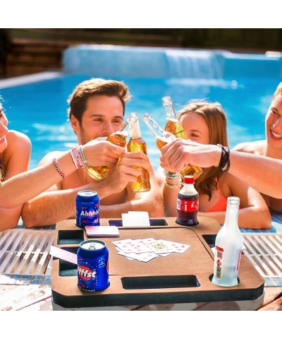 Floating Game or Card Table Tray for Pool or Beach Party Float Lounge Durable Foam Drink Holders with Waterproof Playing Card...