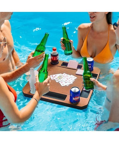 Floating Game or Card Table Tray for Pool or Beach Party Float Lounge Durable Foam Drink Holders with Waterproof Playing Card...