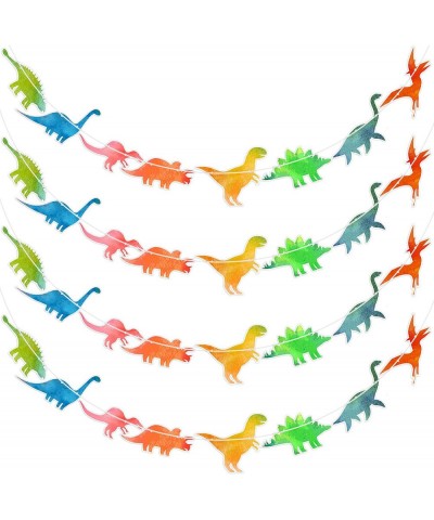 4 Pcs Watercolor Dinosaur Banner Garland Dinosaur Party Decorations for Birthday Party Boys Kids Dino Theme Party Supplies Wa...