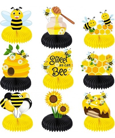 9 Pieces Bee Baby Centerpiece Bumble Honeycomb Centerpieces Honeycomb Table Centerpieces for Bee Day Themed Decorations Bee B...