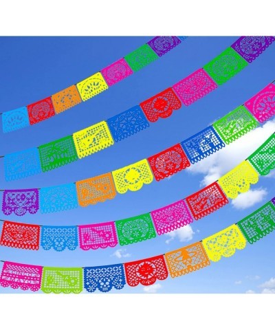 85 Ft Mexican Party Banners 5 Pack Large Plastic Papel Picado Banner Mexican Themed Party Decorations For Cino de Mayo Fiesta...