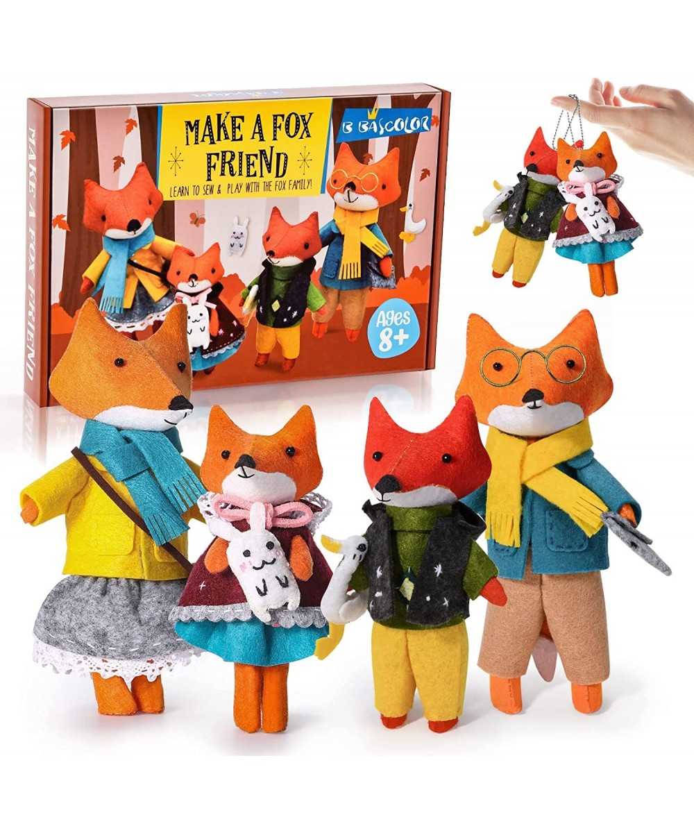 Kids Sewing Craft Kits Make Your Own 3D Fox Family Keychain DIY Felt Stuffed Woodland Animal Thanksgiving Activity Toy Birthd...