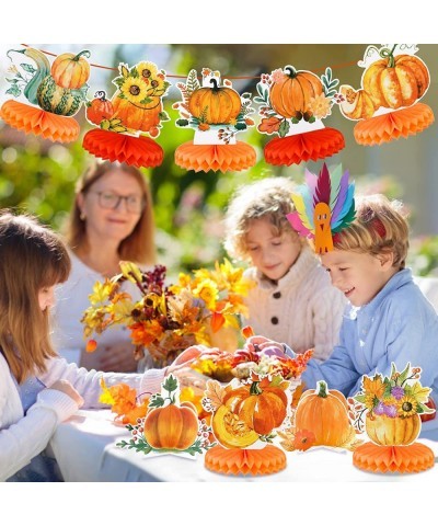 9 Pieces Thanksgiving Pumpkin Honeycomb Table Centerpieces Fall Thanksgiving Party Table Decorations 3D Pumpkin Themed Center...