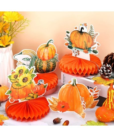 9 Pieces Thanksgiving Pumpkin Honeycomb Table Centerpieces Fall Thanksgiving Party Table Decorations 3D Pumpkin Themed Center...