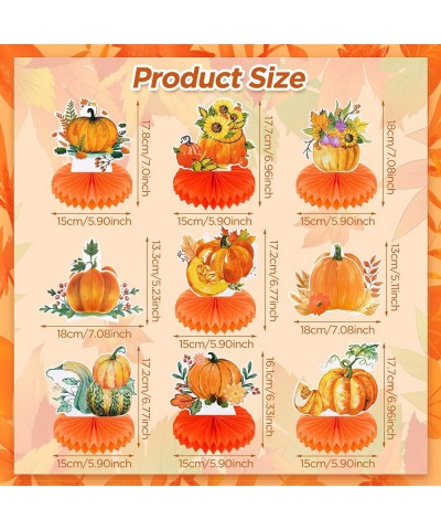 9 Pieces Thanksgiving Pumpkin Honeycomb Table Centerpieces Fall Thanksgiving Party Table Decorations 3D Pumpkin Themed Center...