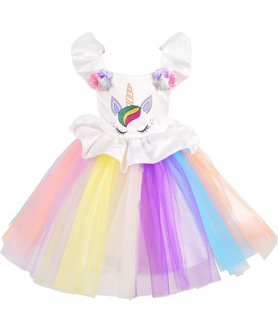 Toddler Little Girls Unicorn Dress Princess Costume Birthday Party Outfit Rainbow Tulle Skirt $42.20 Kids' Costumes