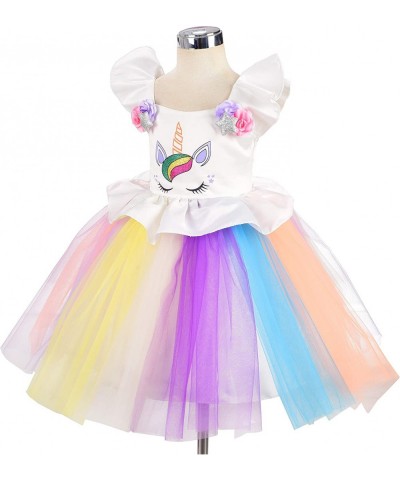 Toddler Little Girls Unicorn Dress Princess Costume Birthday Party Outfit Rainbow Tulle Skirt $42.20 Kids' Costumes