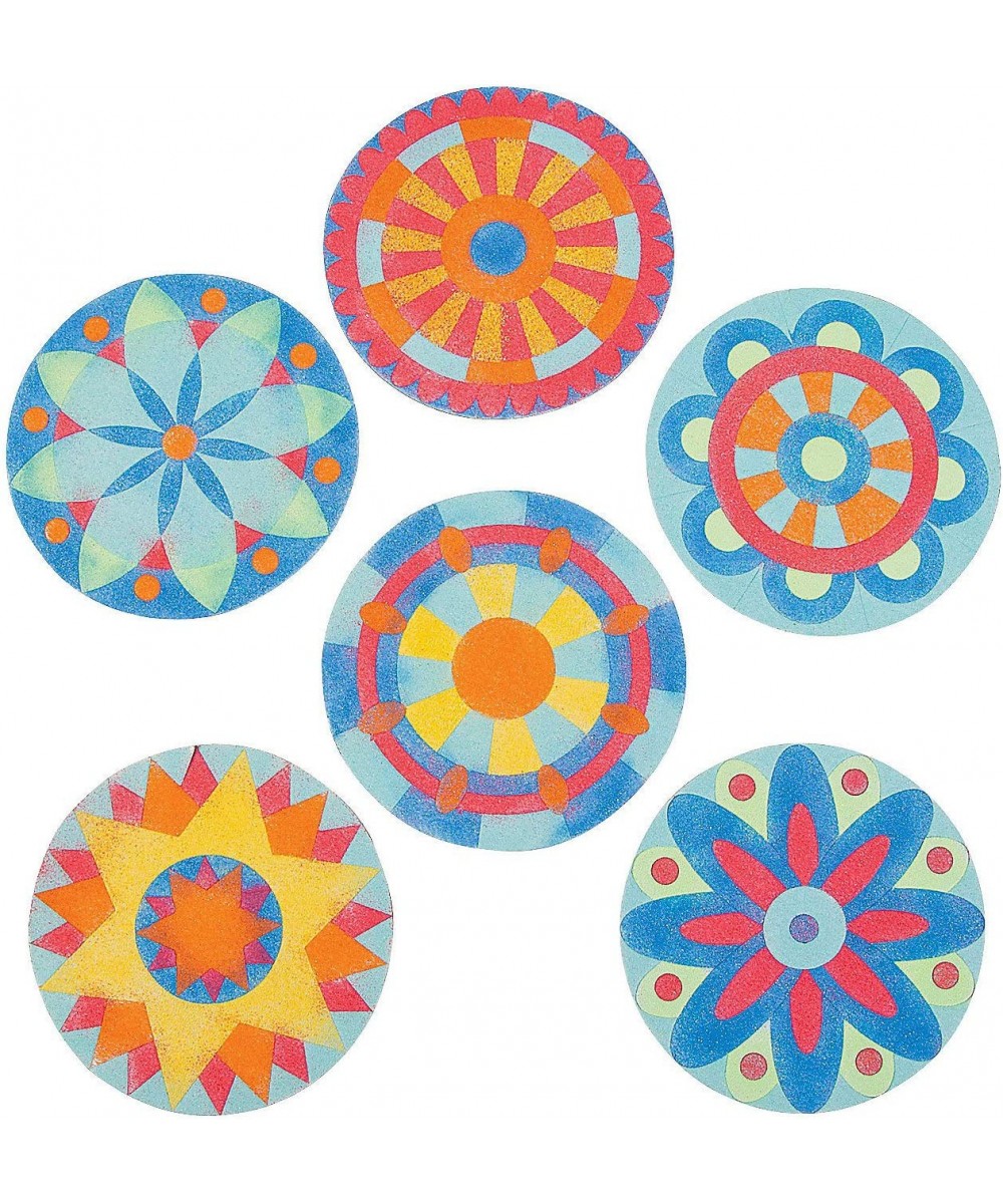 Mandala Sand Art Kits for Kids Makes 24 - DIY Craft Sand Painting Kit Includes Includes 1 Bag of Yellow Orange Blue red Green...