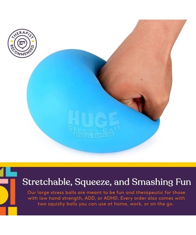 2 Huge Giant Stress Balls for Kids Adults Jumbo Size 2 Pack Colorful and Squishy Sensory Toys with Soft Squeezable Fill Low D...