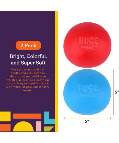 2 Huge Giant Stress Balls for Kids Adults Jumbo Size 2 Pack Colorful and Squishy Sensory Toys with Soft Squeezable Fill Low D...