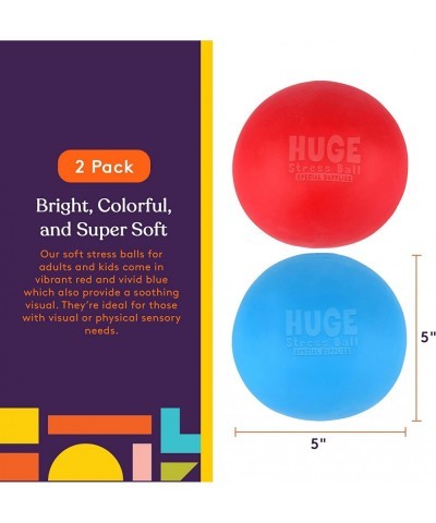 2 Huge Giant Stress Balls for Kids Adults Jumbo Size 2 Pack Colorful and Squishy Sensory Toys with Soft Squeezable Fill Low D...