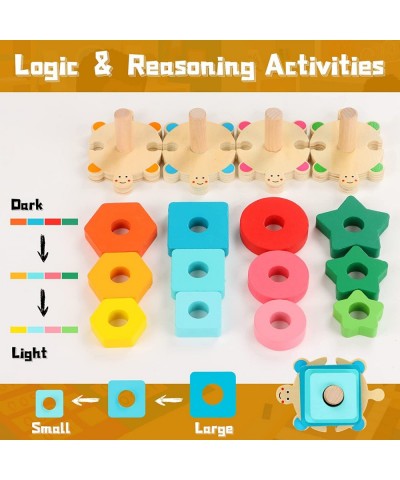 Wooden Stacking Toys for Toddler 2 3 4 Year Old Shape Sorter Montessori Educational Puzzle Blocks Toys for Girls Boys Early P...