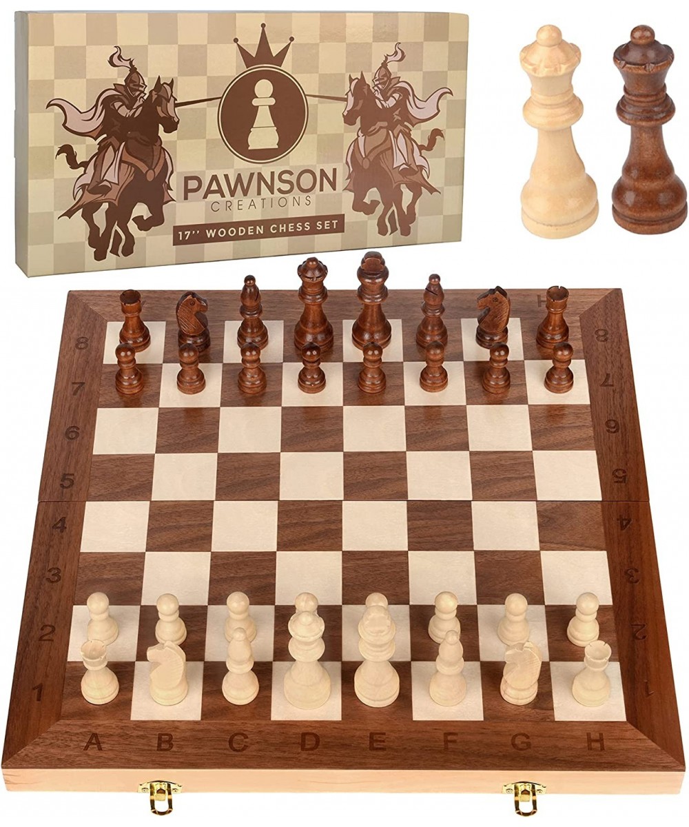 Wooden Chess Set for Kids and Adults – 17 in Staunton Chess Set - Large Folding Chess Board Game Sets - Storage for Pieces | ...