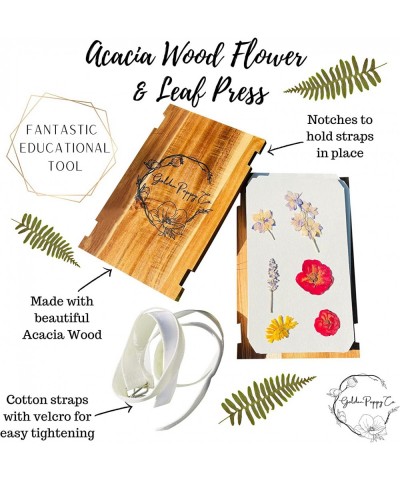 Flower and Leaf Press 11 x 7 inch Acacia Wood Flower Pressing Kit Botanical Press for Outdoor Learning Includes Blotting Pape...