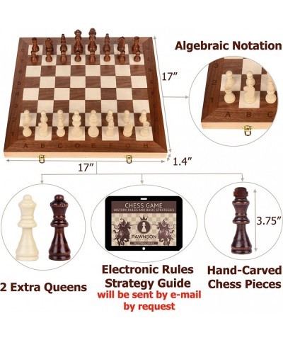 Wooden Chess Set for Kids and Adults – 17 in Staunton Chess Set - Large Folding Chess Board Game Sets - Storage for Pieces | ...