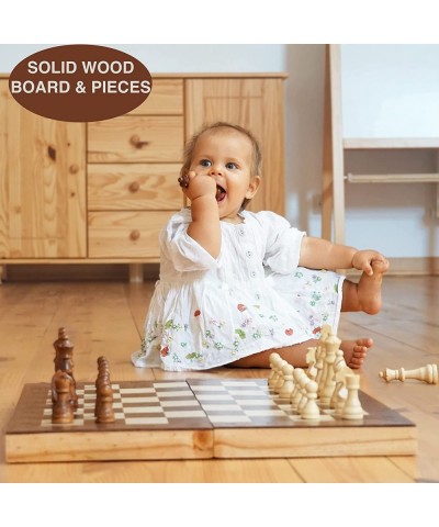 Wooden Chess Set for Kids and Adults – 17 in Staunton Chess Set - Large Folding Chess Board Game Sets - Storage for Pieces | ...