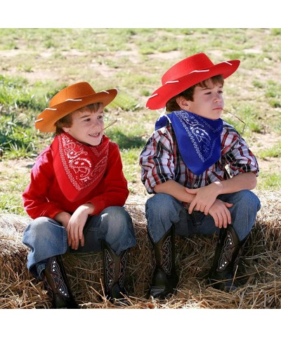 24 Pieces Cowboy Hats and Bandanas for Kids Brown Red Western Cowboy Costume Hat Blue and Red Bandana Accessories for Toddler...