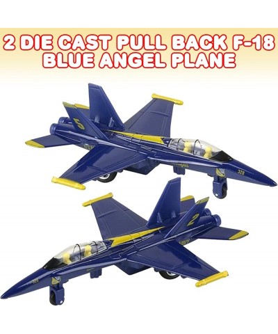 Jumbo Diecast F-18 Blue Angel Jets with Pullback Mechanism Set of 2 Diecast Metal Jet Plane Fighter Toys for Boys Air Force M...