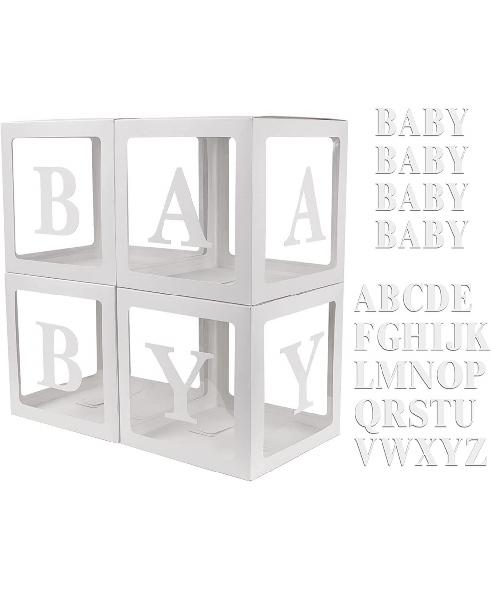 Baby Boxes with 42pcs Letters(A-Z+Baby) for Baby Shower Transparent Balloon Boxes Blocks for Gender Reveal Bridal Shower Birt...