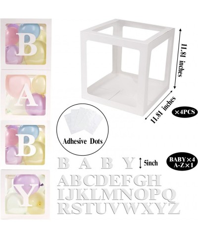 Baby Boxes with 42pcs Letters(A-Z+Baby) for Baby Shower Transparent Balloon Boxes Blocks for Gender Reveal Bridal Shower Birt...