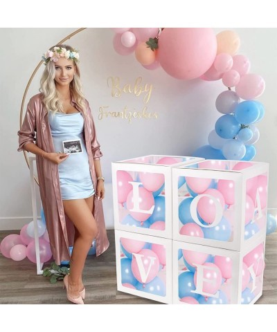 Baby Boxes with 42pcs Letters(A-Z+Baby) for Baby Shower Transparent Balloon Boxes Blocks for Gender Reveal Bridal Shower Birt...