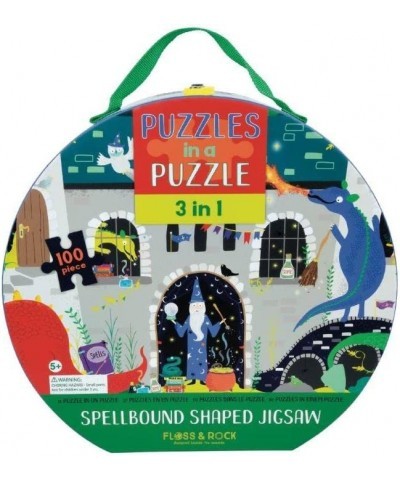 3 Puzzles in 1 Spellbound Jigsaw Puzzle- 100 Piece Dragon Castle Shaped Puzzle- Build Seperate or Connect into one Puzzle - I...