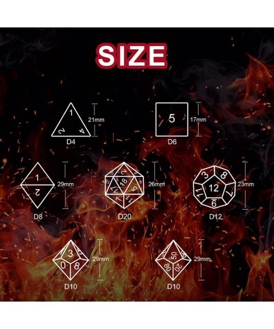 Sharp DND Dice Set Polyhedral Dice Set Flame Red 7PCS Resin Dice Red DND Dice Dungeons and Dragons Dice Sharp Edge Dice with ...