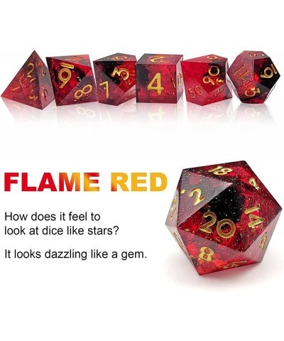 Sharp DND Dice Set Polyhedral Dice Set Flame Red 7PCS Resin Dice Red DND Dice Dungeons and Dragons Dice Sharp Edge Dice with ...