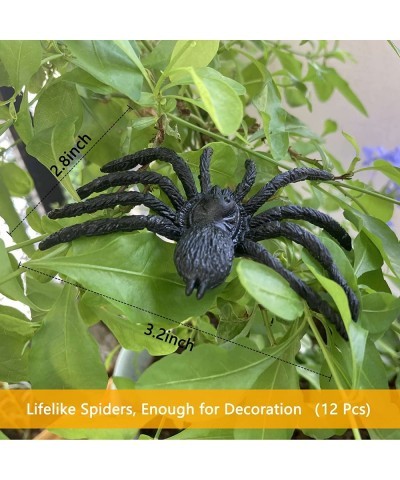 12 Pcs Halloween Spiders and 20g Spider Web Realistic Plastic Spider Fake Spider Toys Halloween Prank Props Halloween Decorat...