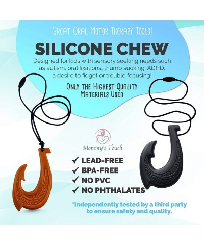 Black Fish Hook Silicone Chew Necklace - Perfect Jewelry Teethers for Children w/ADHD and Autism - Therapeutic Silicone Teeth...