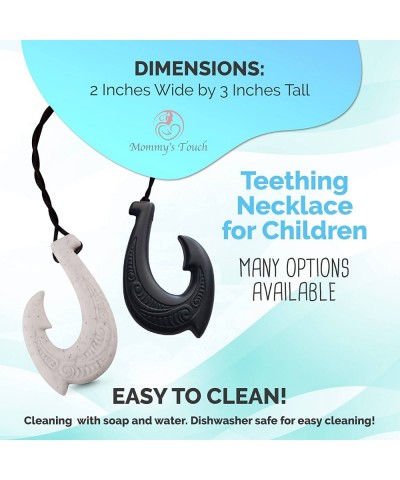 Black Fish Hook Silicone Chew Necklace - Perfect Jewelry Teethers for Children w/ADHD and Autism - Therapeutic Silicone Teeth...