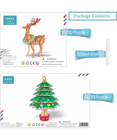 3D Wooden Puzzles for Adults and Kids Christmas Tree and Elk Wood Building Kits STEM Toys Crafts for Girls and Boys (Christma...