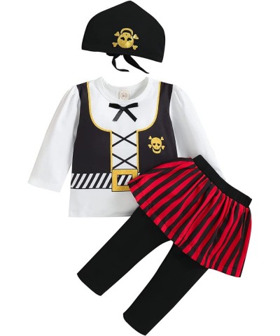 Toddlers Baby Girls Halloween Costume Girls Pirate Dress-up Buccaneer Princess Costumes Stripe Ruffle Tutu Skirt Pants $28.72...