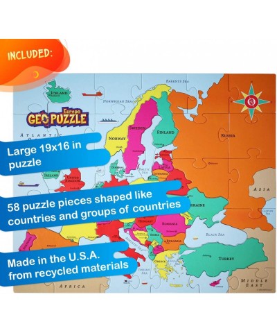 — GeoPuzzle Europe — Educational Kid Toys for Boys and Girls 58 Piece Geography Jigsaw Puzzle Jumbo Size Kids Puzzle — Ages 4...