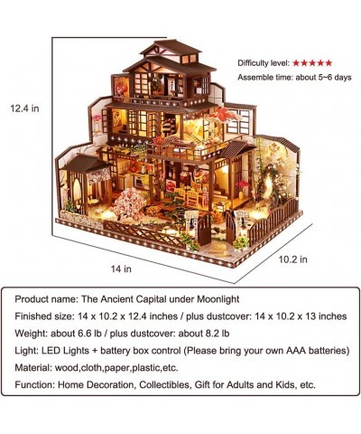 DIY Miniature Dollhouse Kit with Furniture and LED Lights Japanese Wooden Dollhouse Includes Dustcover and Music Box Decent G...