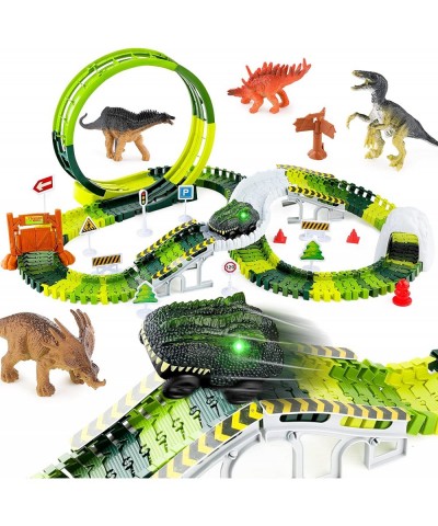 Dinosaur Toys for Kids 3-5 173PCS Flexible Dinosaur Race Track Jurassic World Toys with 1 Race Car & 4 Dinosaur Figures Dinos...