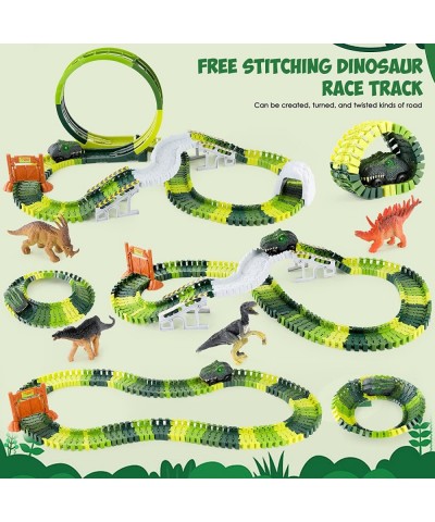 Dinosaur Toys for Kids 3-5 173PCS Flexible Dinosaur Race Track Jurassic World Toys with 1 Race Car & 4 Dinosaur Figures Dinos...