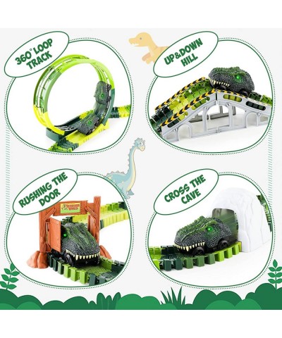 Dinosaur Toys for Kids 3-5 173PCS Flexible Dinosaur Race Track Jurassic World Toys with 1 Race Car & 4 Dinosaur Figures Dinos...