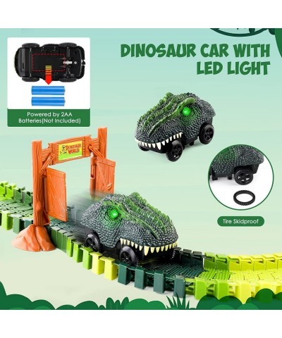 Dinosaur Toys for Kids 3-5 173PCS Flexible Dinosaur Race Track Jurassic World Toys with 1 Race Car & 4 Dinosaur Figures Dinos...