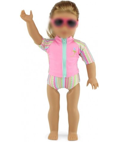 18 Inch Doll Clothes & Accessories Gift Set for Girls Kids | 18" Doll 7 PC Surfer Swimming Bathing Suit Outfit Includes Sungl...