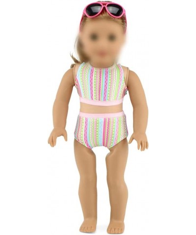 18 Inch Doll Clothes & Accessories Gift Set for Girls Kids | 18" Doll 7 PC Surfer Swimming Bathing Suit Outfit Includes Sungl...