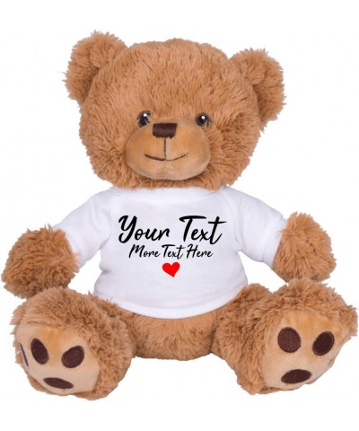 Cute Custom Teddy Bear with Personalized Custom Text: 8 Inch Brown Teddy Bear Valentine's Day Stuffed Animal White Shirt YT $...