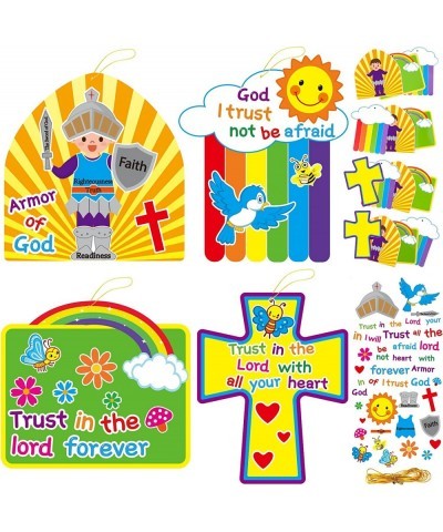 24 Pcs Armor of God DIY Craft Kit Religious Sunday School Crosses Craft Kits Stickers Supplies Decorations Christmas Classroo...