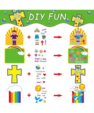 24 Pcs Armor of God DIY Craft Kit Religious Sunday School Crosses Craft Kits Stickers Supplies Decorations Christmas Classroo...