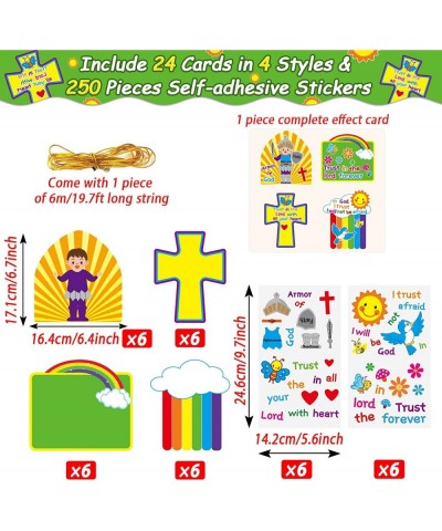 24 Pcs Armor of God DIY Craft Kit Religious Sunday School Crosses Craft Kits Stickers Supplies Decorations Christmas Classroo...