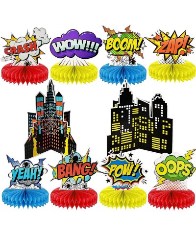 Superhero Party Decorations 10 Sets - Super Hero Birthday Party Honeycomb Centerpieces for Superhero Birthday Table Topper De...