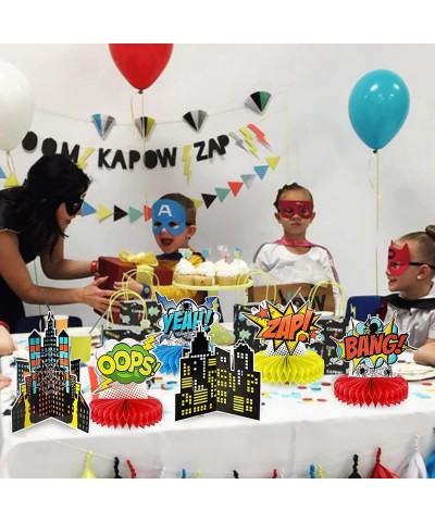 Superhero Party Decorations 10 Sets - Super Hero Birthday Party Honeycomb Centerpieces for Superhero Birthday Table Topper De...