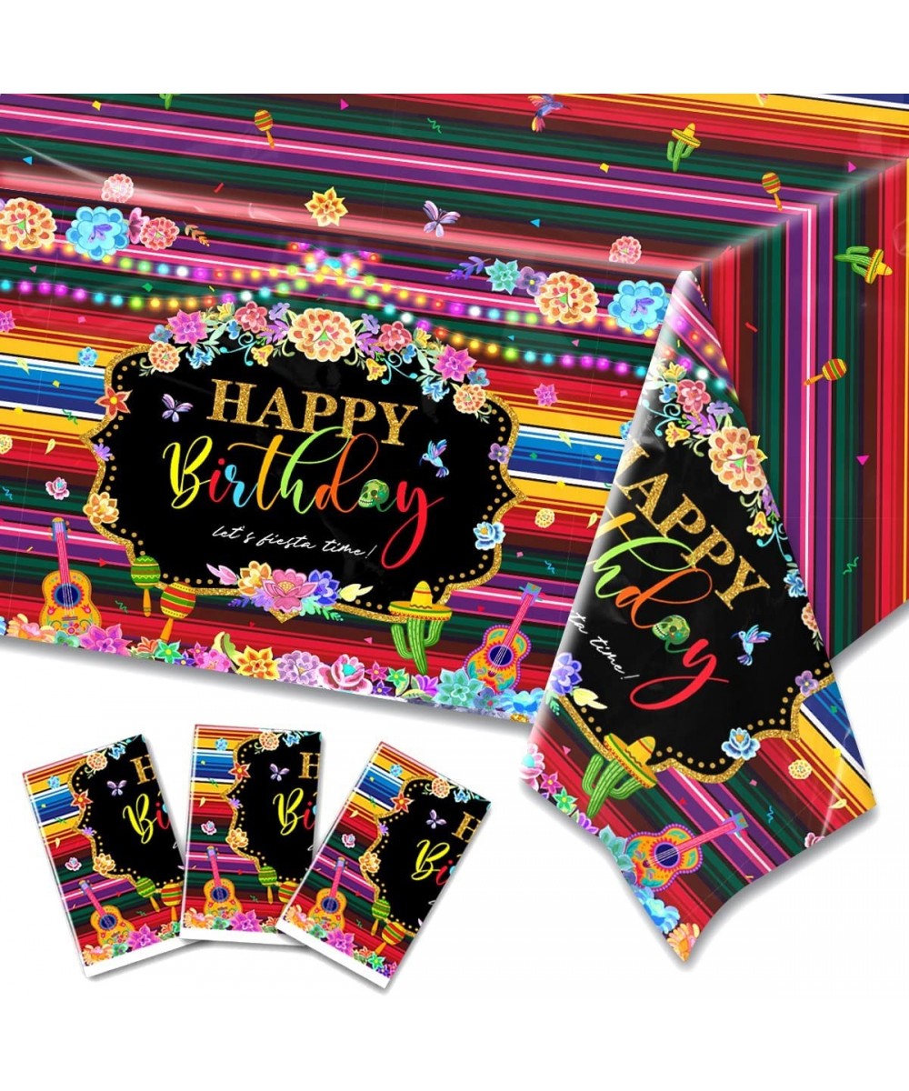 3Pcs Mexican Tablecloths-Fiesta Birthday Party Decorations Cinco De Mayo Plastic Table Cover Mexican Theme Party Supplies $17...