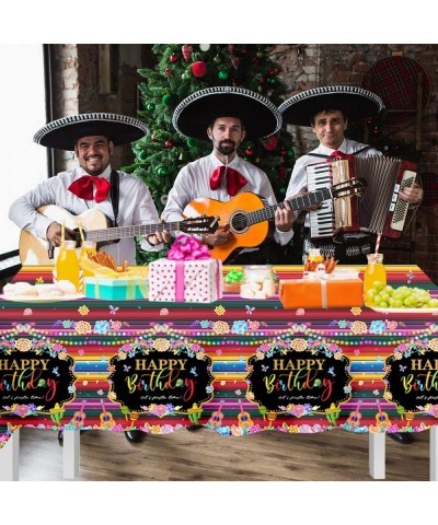 3Pcs Mexican Tablecloths-Fiesta Birthday Party Decorations Cinco De Mayo Plastic Table Cover Mexican Theme Party Supplies $17...