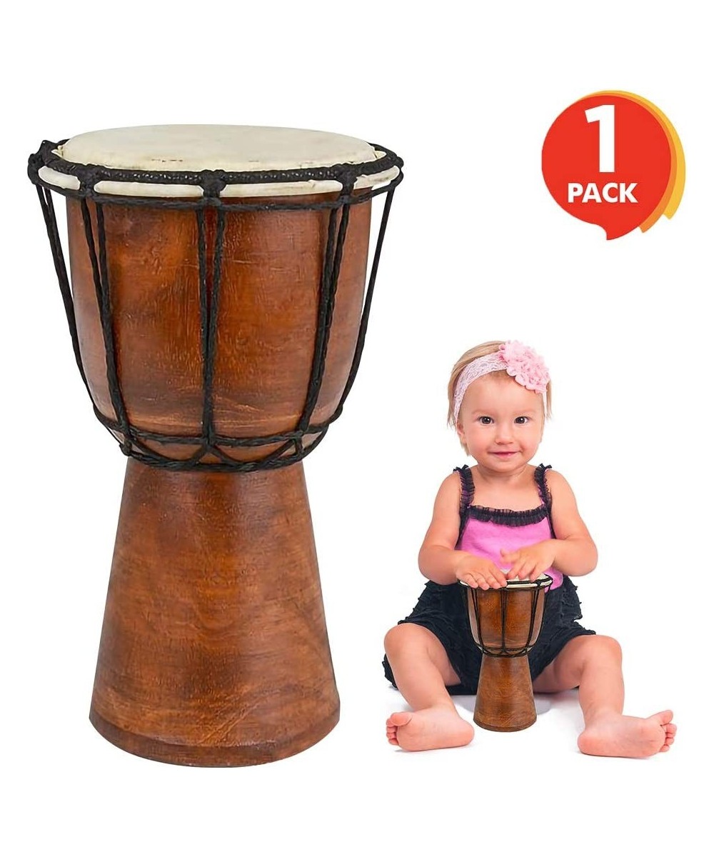 8 Inch Mini Wooden Toy Drum - Rustic Brown Wood and Authentic Design - Fun Musical Instrument for Children - Gift Idea Party ...